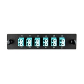 Adapter Plate, 12 Fiber, Duplex, LC/UPC, 50 µm OM3-4, Aqua